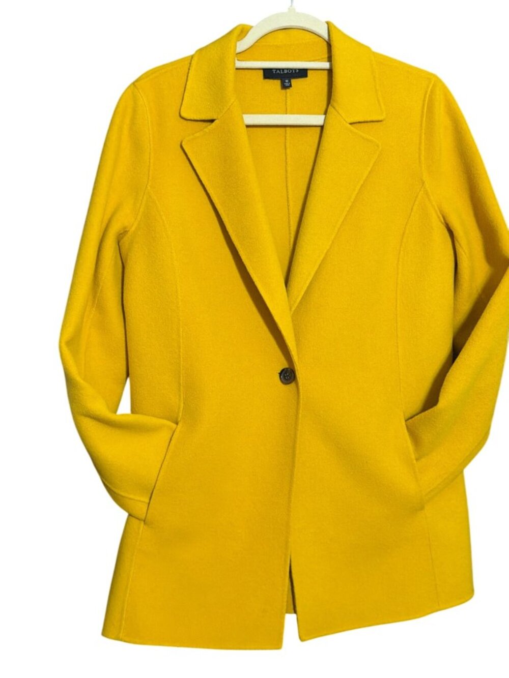 Talbots Double Faced Wool Blend Jacket Mustard Yellow Button Workwear Sz 10